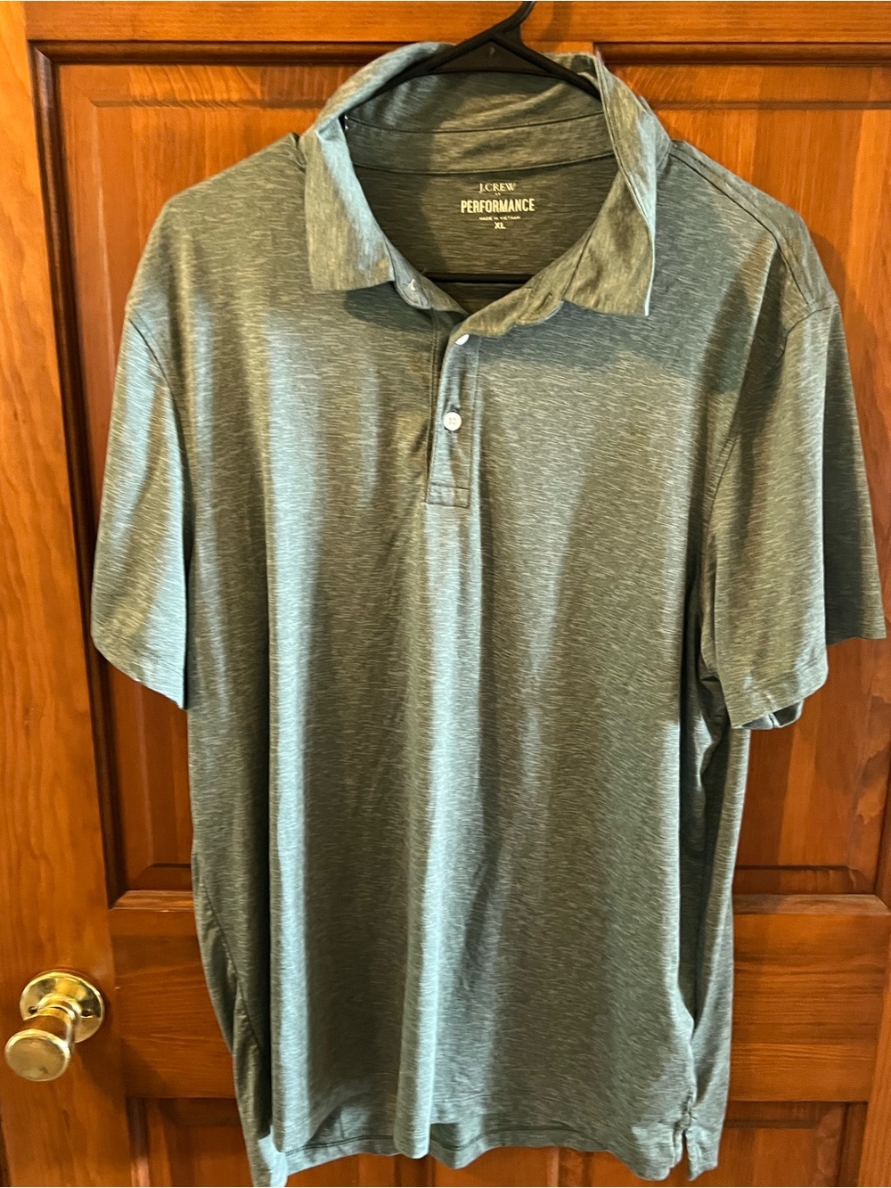 J. Crew Performance Men's Heathered Sage Green Polo